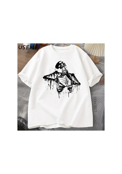 Tarzsokak Vintage İskelet Yırtık Rip Cage 90s Tiskelet Grafik T-shirt Y2k Kafatası Tee Hip Hop 2970 Beyaz