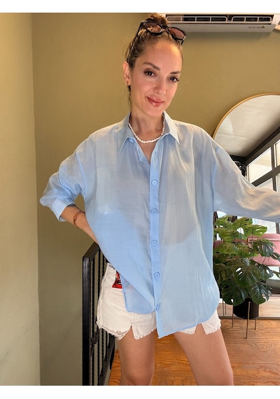 Ali Butik Mavi Rahat Kalıp Dökümlü Gömlek