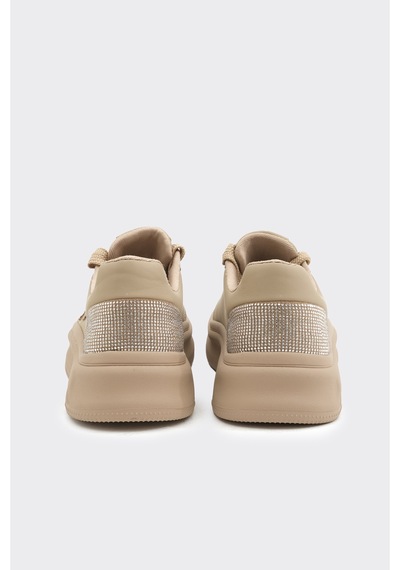 Derinet Günlük Taşlı Kadın Sneaker Bej Bej