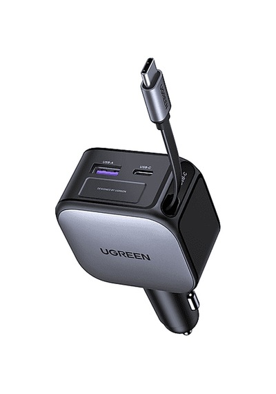 Ugreen 60w Makaralı Dahili Kablolu Hızlı Araç Çakmaklık Şarj Cihazı