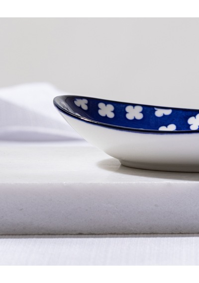 Reve Bleu Raye Oval Tabak - 15 Cm - Mavi/beyaz 8684427225813 Çok Renkli