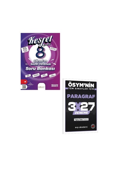 Günay 2027 8. Sınıf Lgs Görsel Ve Sözel Yetenek Keşfet Soru Bankası+evp Akademi 3x27 Paragraf Deneme