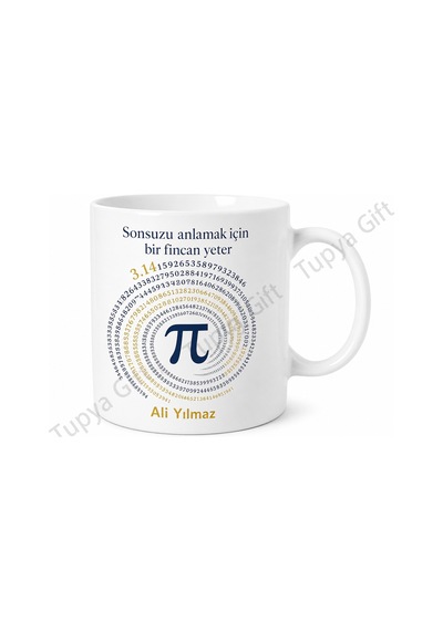 Pi Sayısı Temalı Matematik Severlere Özel Baskılı Kupa Bardak Hediye Beyaz / Çok Renkli