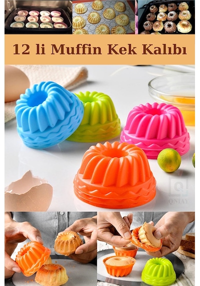 Silikon Mini Kek Kalıbı 12 Parça Muffin Kek Kalıbı