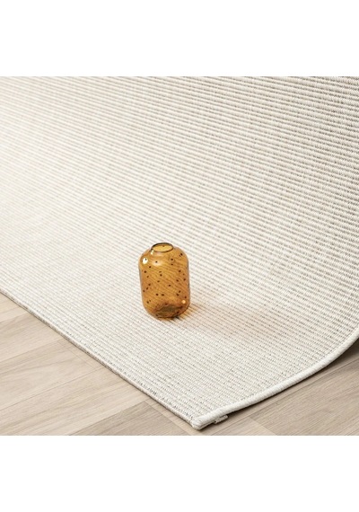 Düz Krem Jüt Görünümlü Modern Halı - L663krbo