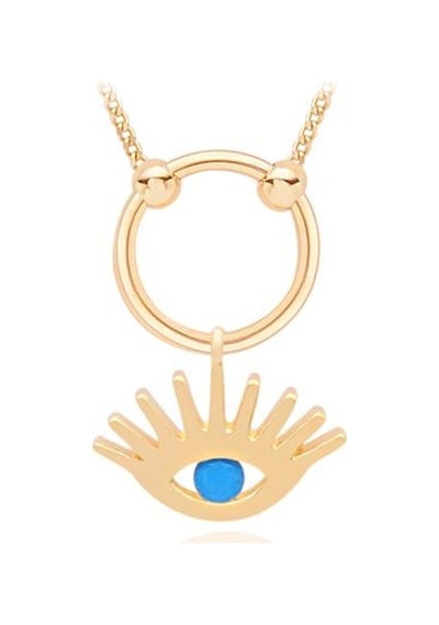 Diamond Line-Gülaylar - Sarı Altın 14 Ayar Nazar Boncuğu Kolye N11.25261