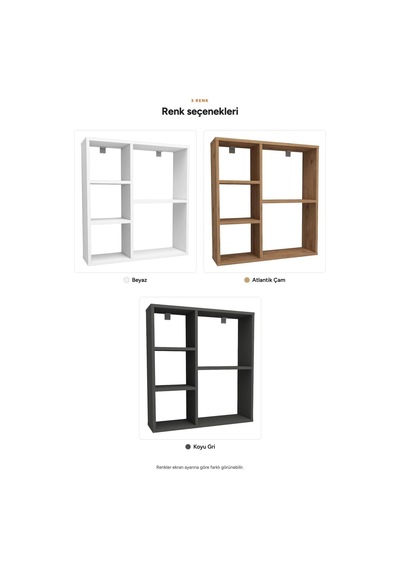 Tr Kaunos 5 Gözlü Duvar Rafı Banyo 70,8x74,5 Cm, Atlantik Çam Diğer