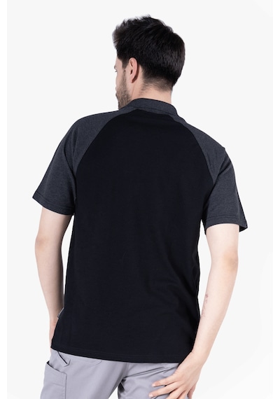 Polo Yaka Fermuarlı T-shirt Siyah - Antrasit Gri Siyah
