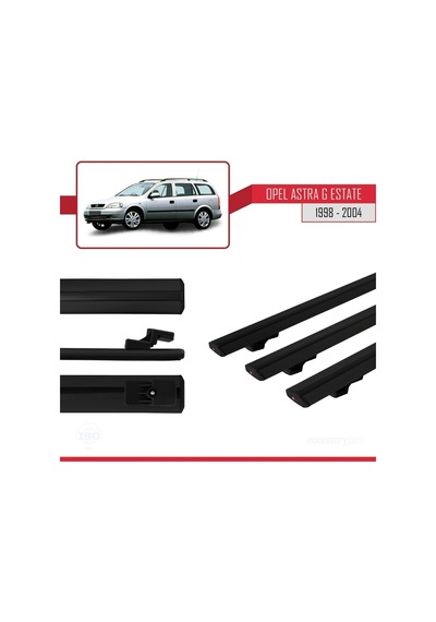 Opel Astra G Sw 1998-2004 Arası İle Uyumlu Basic Model Ara Atkı Tavan Barı Siyah 3 Adet