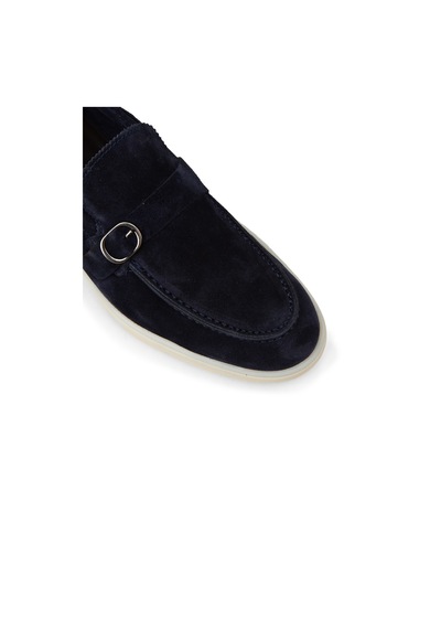 Deery Erkek Hakiki Süet Lacivert Tokalı Loafer - 02031mlcvc01