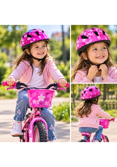 Rectus Kız Çocuk Kaskı Bisiklet-paten Scooter Kullanımına Uygun Pembe Baş Çevresi 48-54 Cm