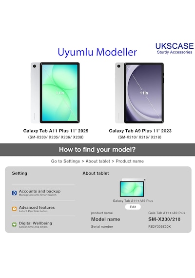 Samsung Uyumlu Galaxy Tab A11 Plus A11+ A9 Plus A9+ 11'' Temperli Cam Ekran Koruyucu 2 Adet