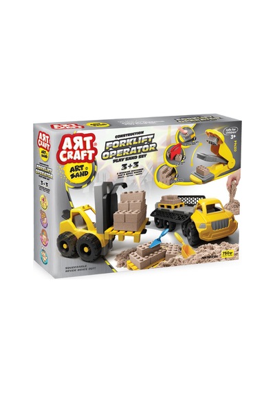Art Craft Forklift Operatörü Oyun Kumu Seti 750 Gr Kinetik Kum İnşaat Oyuncak İş Makinesi 3+ Yaş