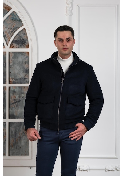 Regular Fit Yünlü Dik Yaka Astarlı Içi Elyaflı Kaşe Mont 001