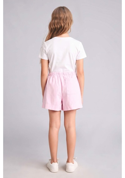 Defacto %100 Pamuk Regular Fıt Elastik Bel Gabardin Pembe Şort Kız Çocuk I0060a826hspn614 Pembe-pn614