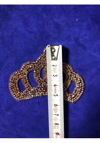 Kristal Sarı Taşlı Taç 8x5 Cm - Şapka Kıyafet Taşlı Aksesuar Altın