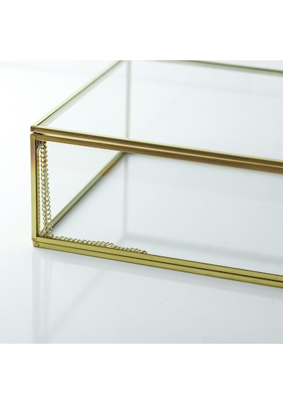 Cam Kutu Ekstra Büyük Pirinç & Gold 40x30x8cm