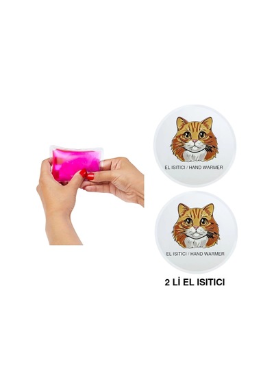 Sıa 2 Adet Kahverengi Kedi Cep Sobası,el Isıtıcı,sıcak Su Torbası Pvc 10x9,5cm Çok Renkli
