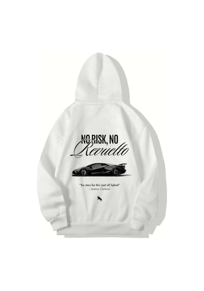 Brz Collection Unisex Oversize No Risk No Revelto Hoodie Beyaz
