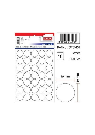 Tanex Ofc-131 Beyaz Ofis Etiketi Nokta 19 Mm. Diğer