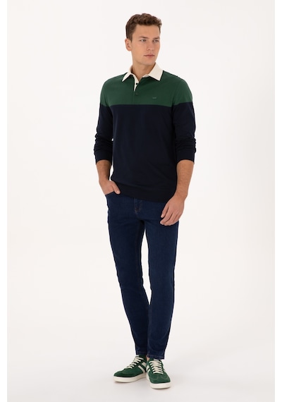 U.S. Polo Assn. Erkek Regular Fit Polo Yaka Koyu Yeşil Sweatshirt 50316428-VR079