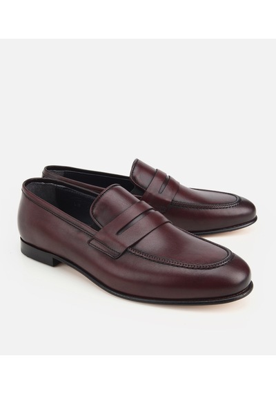 Hotiç Erkek Deri Bordo Klasik Loafer