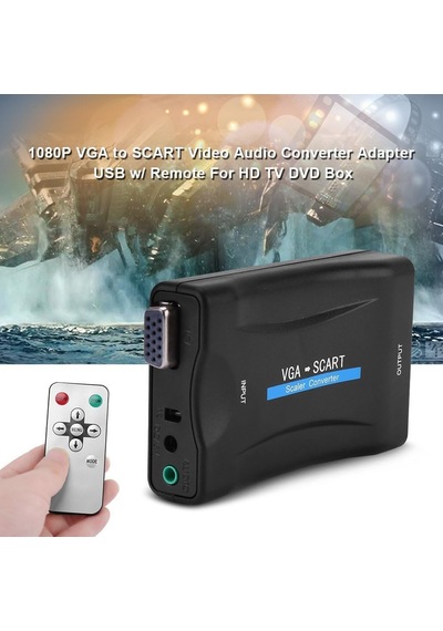 Vga To Scart Dönüştürücü Scaler Kutusu, Pc/laptop Vga Görüntüyü Scart Girişli Tv Ye Aktarma, 3.5mm Ses Girişi, 5v Usb Güç Besleme, Ir Kumandalı Zr1123