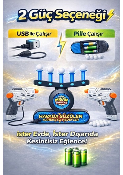 2 Tabancalı Havada Süzülen Top Hedef Vurma Oyunu Elektronik Atı