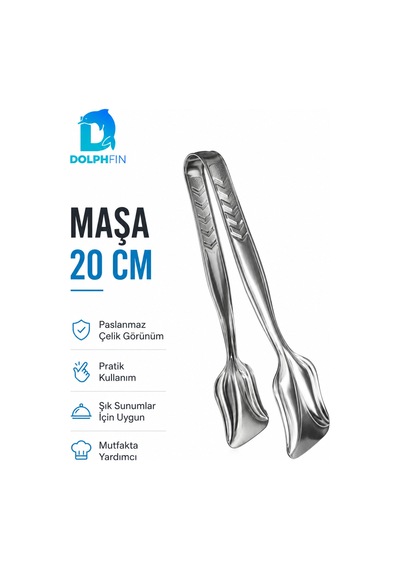 20 Cm Paslanmaz Çelik Servis Maşası Salata, Pasta Ve Sunum Maşası
