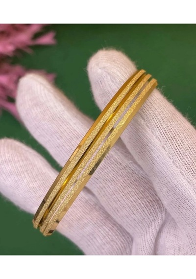 Kadın Gold Renk 316l Çelik 3 Lü Simli Ajda Bilezik