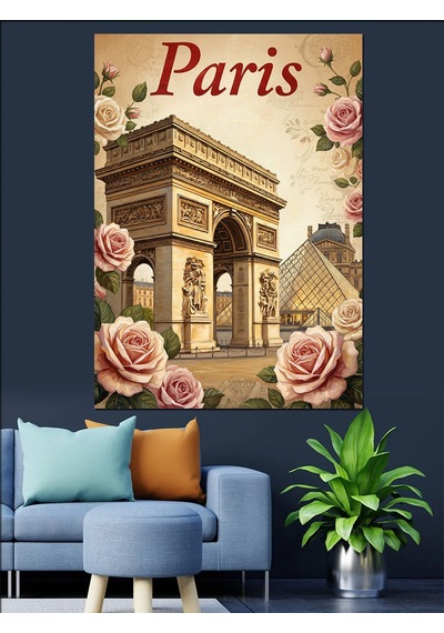 Paris Zafer Takı Vintage Dekoratif Kanvas - Mdf Ahşap Tablo