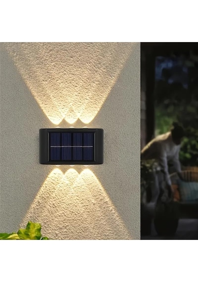 2'li Solar Duvar Aydınlatması 6 Ledli Gün Işığı Enerji Sınıfı A 10 Parça Siyah