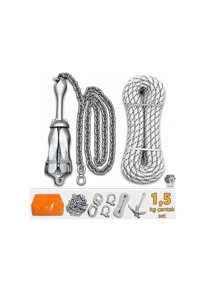 Goldsea Marine Çantalı Tekne Ve Şişme Bot İçin Hazır Çapa Seti 1.5 Kg