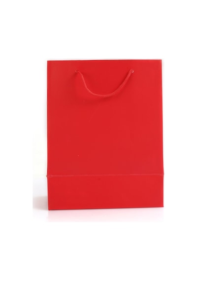 Karton Üzeri Mat Selefonlu Kırmızı Çanta 14X17X6,Cm(25'Li)-Karton Üzeri Mat Selefonlu Kır