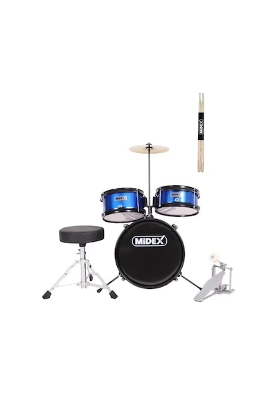 Midex Cd300x-bl Akustik Çocuk Baterisi Davulu Seti 5-14 Yaş İçin