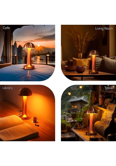 Yemek Masası Lambası Şarjlı Otel Restoran Cafe Masa Lambası Dimmerli Dekoratif Abajur Cata Lizbon Dokunmatik Sunum Genel