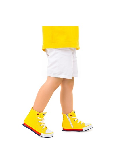 Kiko Kids Tinna Bağcıklı Erkek Çocuk Boğazlı Keten Spor Ayakkabı Sarı