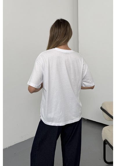 Giysa Kadın Kiraz Baskılı Pamuklu T-shirt Beyaz - 26y 26519