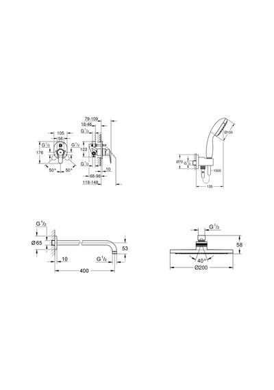 Grohe Eco Gagasız Ankastre Duş Seti - 29039000set2 Gümüş