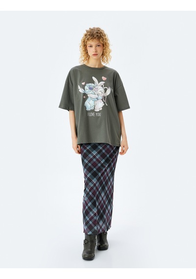 Koton Disney Lisanslı Stitch Baskılı Kısa Kollu Tişört Gri 5sal10413ık Gri
