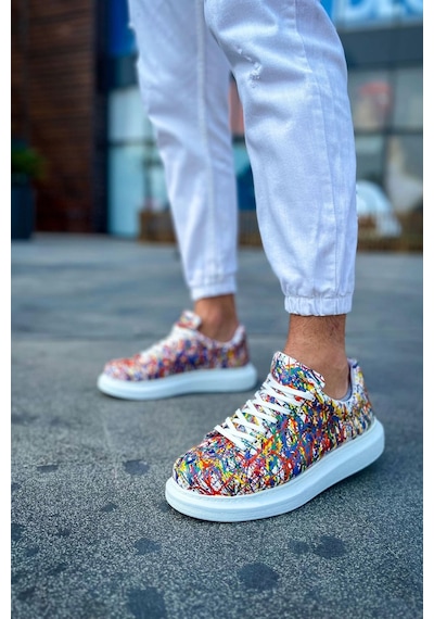 Ch254 Cbt Pittura Erkek Ayakkabı 537 Crazy Splush Beyaz Çok Renkli