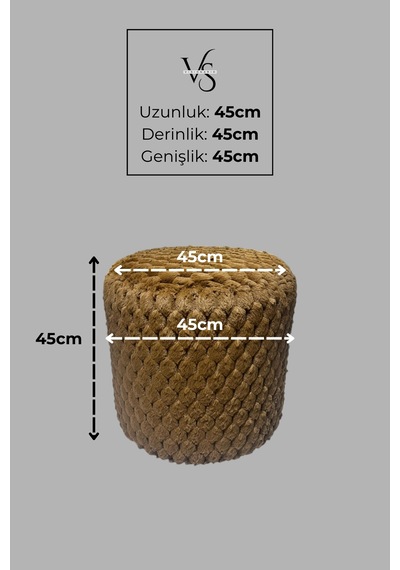 Silindir Puf - Mılano Yumuşak Rabbit Kumaş Tavşan Tüyü Modern Konforlu Dekoratif Puf&bench Hardal
