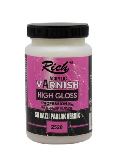 Rich Acrylic High Gloss Su Bazlı Parlak Vernik, 250 Ml, Şeffaf