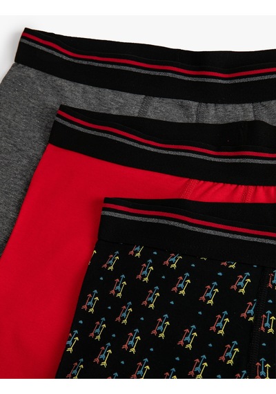 Koton 3'lü Boxer Seti Baskılı Çok Renkli Kırmızı 4slm90087mk
