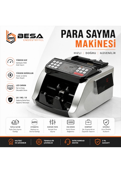 Besa Plus Silver Tl Euro Kağıt Para Sayma Makinesi