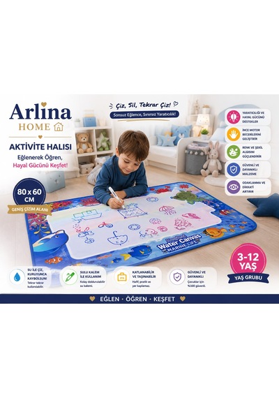 Eğitici Eğlenceli Sihirli Boyama Akvaryum Aktivite Halısı