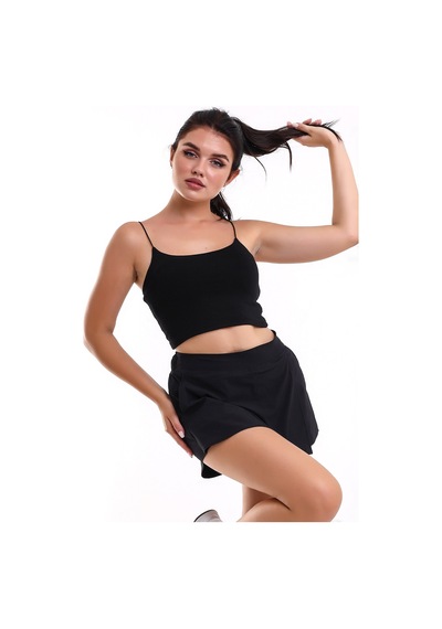 Winmoda34 Kadın Spor Şortlu Tenis Eteği Siyah
