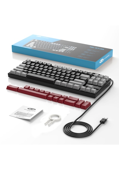 Magegee Mk-star 87 Tuş Red Switch Gri-siyah Kablolu Türkçe Q Mekanik Gaming Klavye