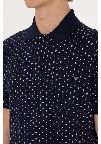 U.S. Polo Assn. Erkek Regular Fit Polo Yaka Lacivert Desenli Tişört 50299637-VR033