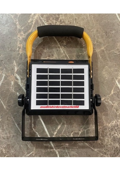 Gs-570 Sanayi Tipi Solar Projektör Çakarlı Kamp Lamba Güçlü Işık 150w Kristal Led Siyah Sarı